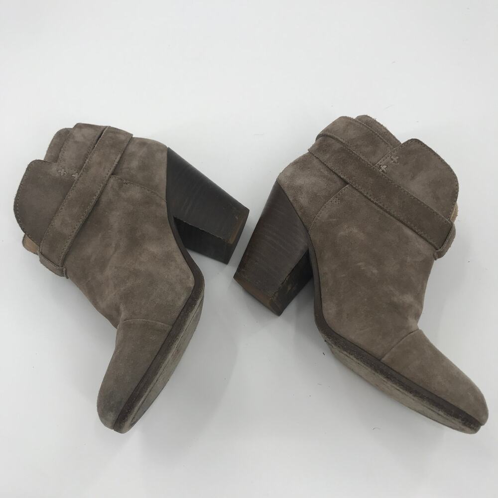 Rag & Bone Taupe Suede Harrow Heeled Ankle Boots - Picture 4 of 11